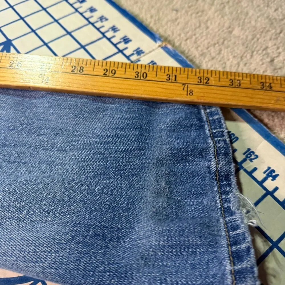 Carhartt Loose Fit Jeans Men’s 12 Tall Blue Denim Straight Workwear Distressed